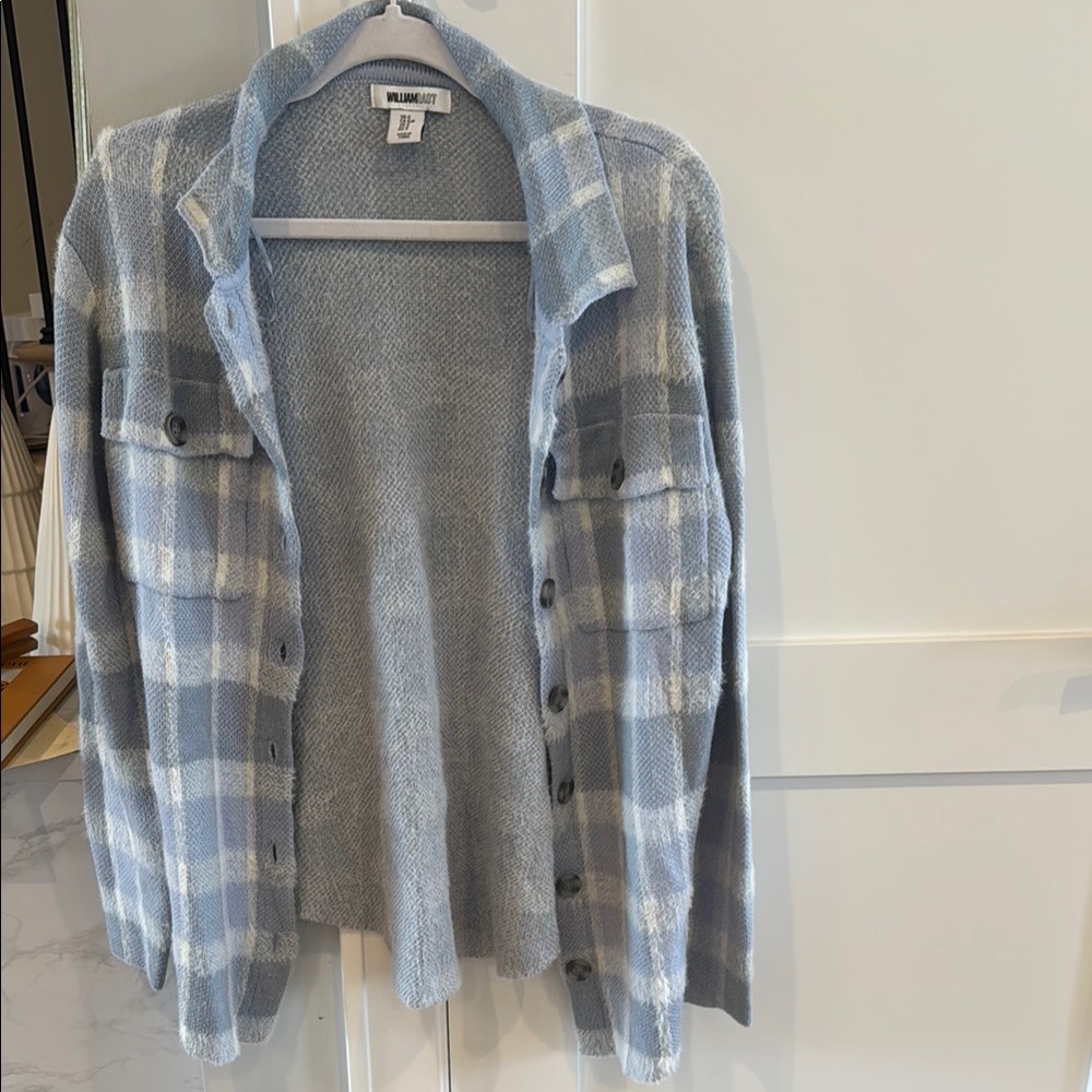 William Rast Blue and White Cardigan Sweater - Picture 3 of 3